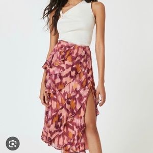 Anthro midi floral skirt with slit NWOT